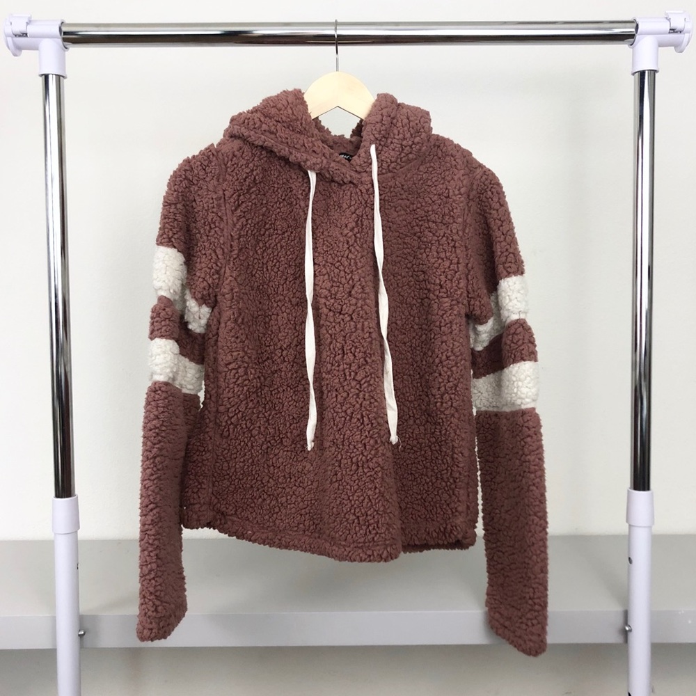 Purple Sherpa Furry Fluffy Soft Hoodie Sweater